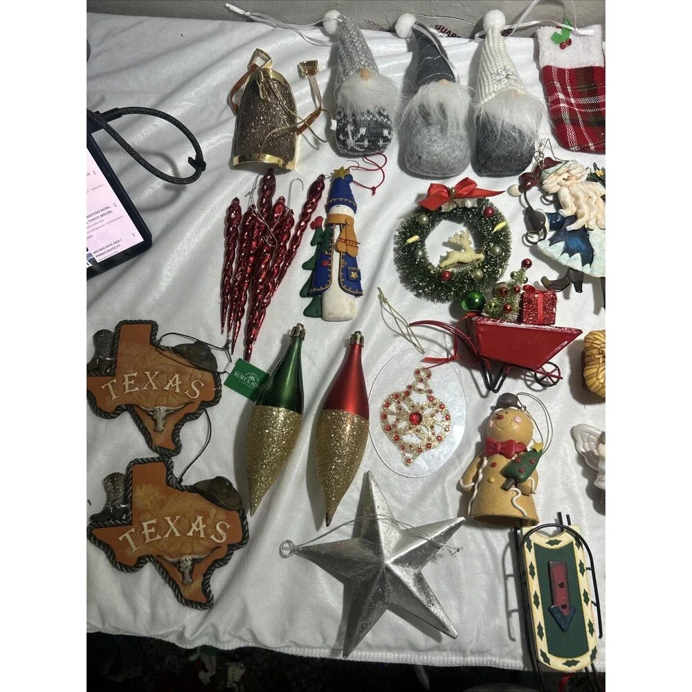 Vintage Christmas Ornament Lot Mixed Tree Holiday Decor Gnomes Nativity